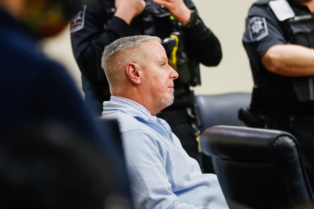 Colin Gray, the father of Apalachee High School shooting suspect Colt Gray, listens during closing arguments in his trial at Barrow County Courthouse in Winder, Ga., on Monday, March 2, 2026. (Abbey Cutrer/Atlanta Journal-Constitution via AP)