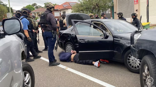 Police say they intercepted a "kill team" on its way to make a hit outside a daycare centre. (HANDOUT/NSW POLICE)