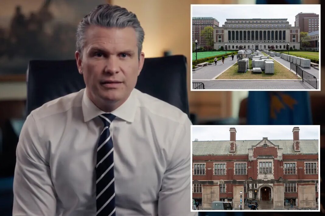Hegseth bans military from woke Princeton Columbia MIT universities