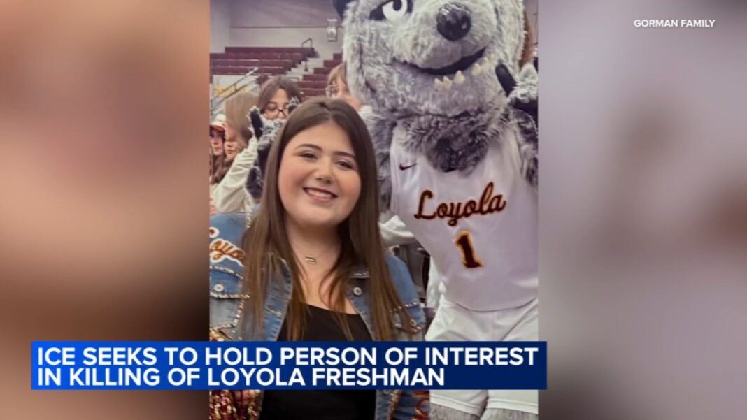 ICE wants person questioned in death of Sheridan Gorman, Loyola University student killed in Chicago shooting, to stay in custody