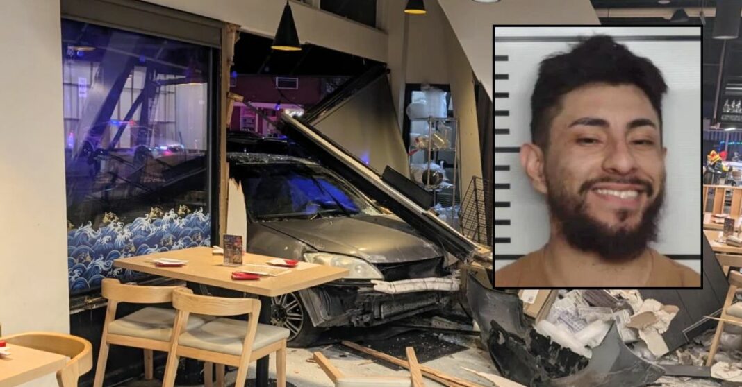 'I'm going to kill you': Man who crashed his car into ramen shop customers and threatened cops left beer on the floorboard before walking away, police say
