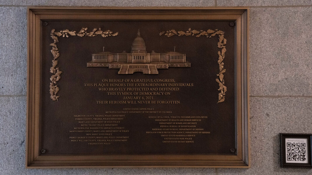 Jan. 6 plaque honoring police officers is now displayed at the Capitol after a 3-year delay