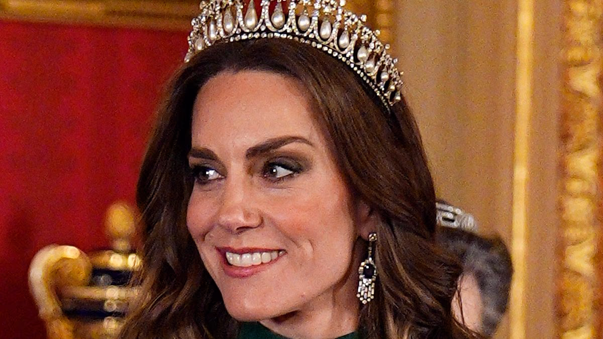 Kate dons favourite tiara and late Queen's earrings for state banquet