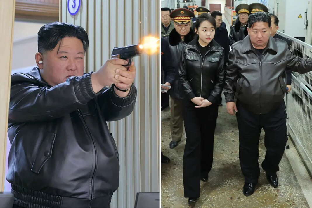 Kim Jong Un and his teenage daughter fire pistols at North Korean shooting range