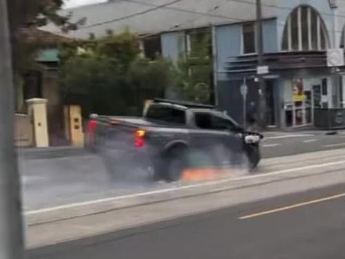 Man arrested after ute filmed screaming down Melbourne street on rims