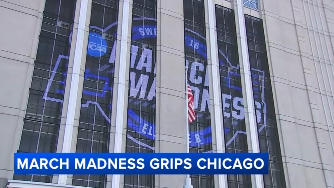March Madness: Chicago's United Center hosting Sweet 16, Elite Eight games; Illini fans celebrating Illinois win over Houston