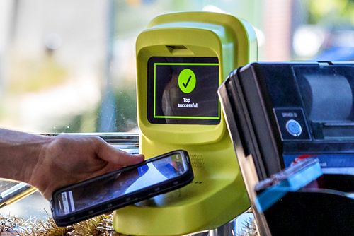 Declan Leask during the trial of the new myki system on Wangaratta's bus network on December 12, 2024. Photo: Jason Robins