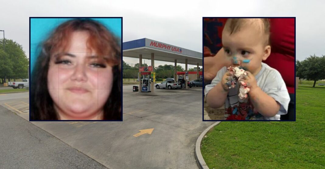 Mother arrested after unrestrained 1-year-old baby boy falls out of truck and gets run over in gas station parking lot near Amazon fulfillment center, police say