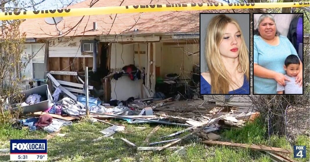 'My little brother screaming': 7-year-old boy and his mother sleeping in bed killed when 18-year-old woman smashes her vehicle through their house, cops say