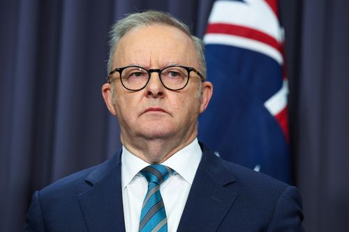 Prime Minister Anthony Albanese during a press conference at Parliament House in Canberra on Friday 27 March 2026. fedpol Photo: Alex Ellinghausen
