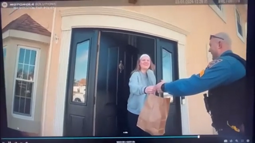 Police finish DoorDash delivery after arresting driver in in Washington Township, New Jersey