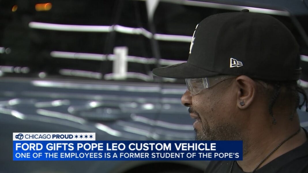 Pope's new car: Pope Leo's student, Ford Chicago Assembly Plant worker Adarthus Harper, helps create Ford Explorer Pope Mobile
