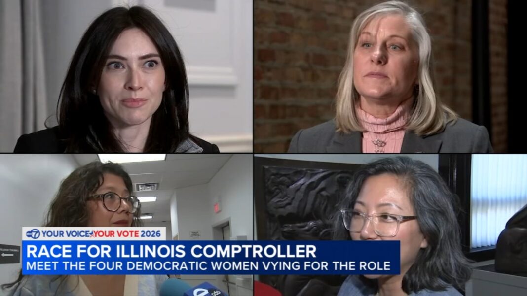 Primary election 2026: Illinois comptroller candidates Margaret Croke, Karina Villa, Holly Kim, Stephanie Kifowit appeal to voters