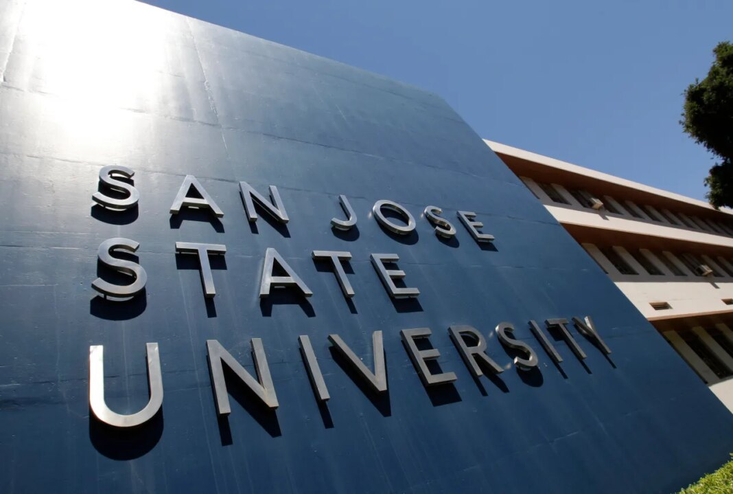 FILE - In this June 30, 2011, file photo is an exterior view of San Jose State University in San Jose, Calif. (AP Photo/Paul Sakuma, File)