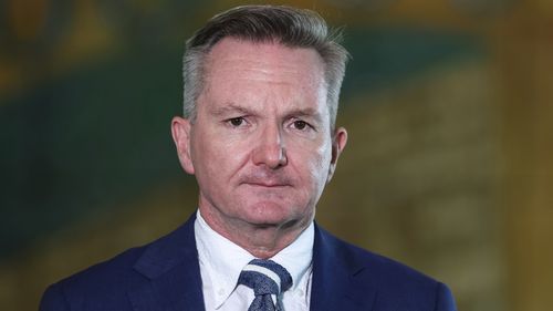 Minister for Climate Change and Energy Chris Bowen during a press conference  at Parliament House in Canberra on Tuesday 17 March 2026. He has now suggested more Aussies should work from home during the current fuel crisis.