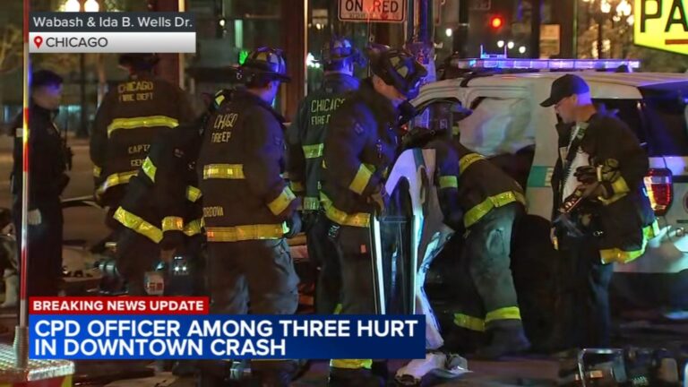 Four Injured, Including Two Chicago Police Officers, in Car Collision Near South Wabash Avenue and East Ida B. Wells Drive in the Loop: CPD Reports