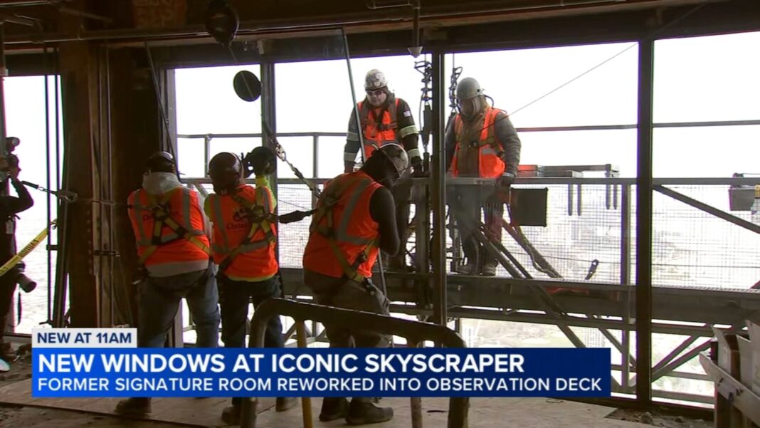 360 Chicago gets new windows for redevelopment of observation deck in former John Hancock building at 875 N Michigan Ave