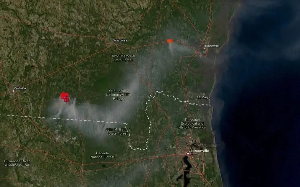 5,000 acres burning in Brantley County wildfire, officials say