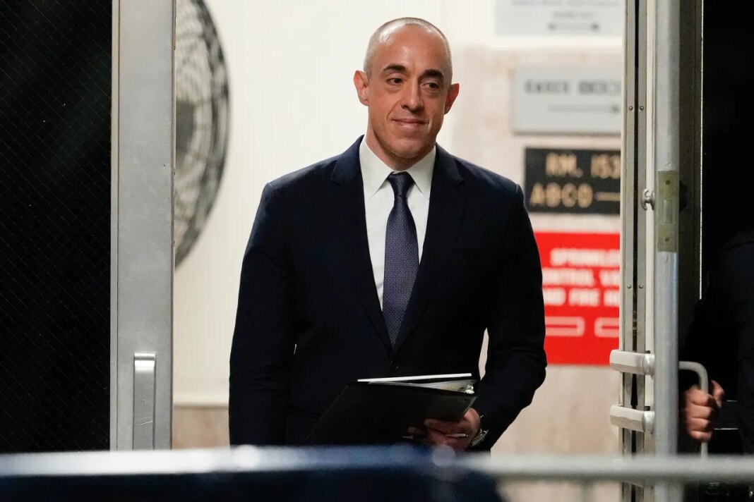 FILE - Attorney Emil Bove returns to the courtroom after a break at Manhattan criminal court, April 16, 2024, in New York. (AP Photo/Mary Altaffer, Pool, File)