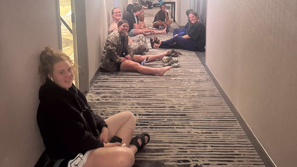 Aussie women's footy team is forced to take shelter from tornado during American tour