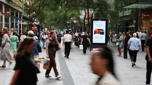 Shoppers at Pitt Street Mall in Sydneys