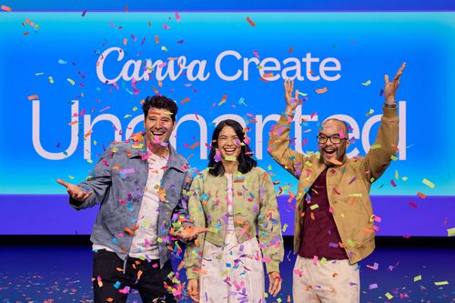 Canva founders Melanie Perkins, Cliff Obrecht and Cameron Adams