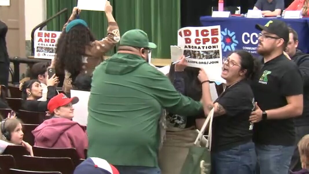 Brighton Park community meeting gets heated over alleged immigration collaboration between Chicago police officers, ICE agents