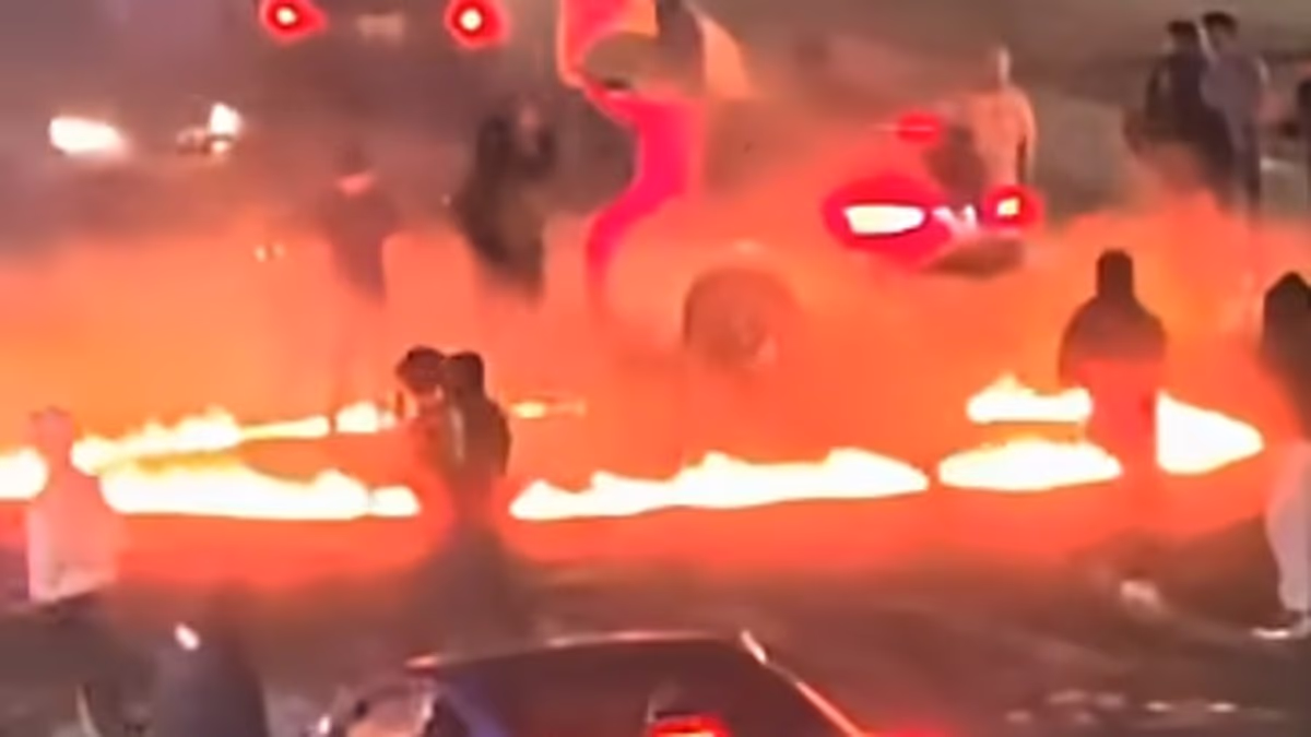 Chaos as 100 cars descend on sleepy neighborhood in street takeover