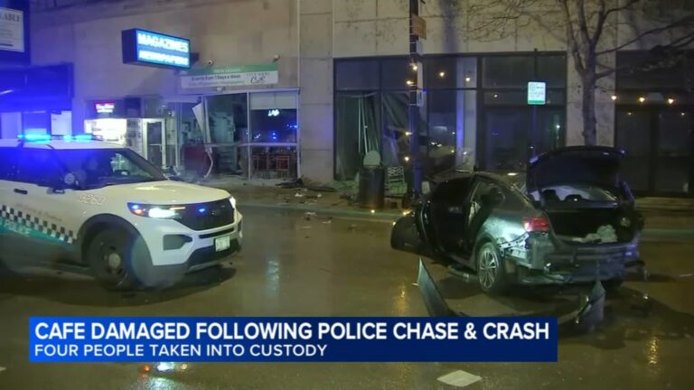 Stolen Kia Crashes into Chicago Cafe During Police Chase; Four Arrested on Cicero Avenue