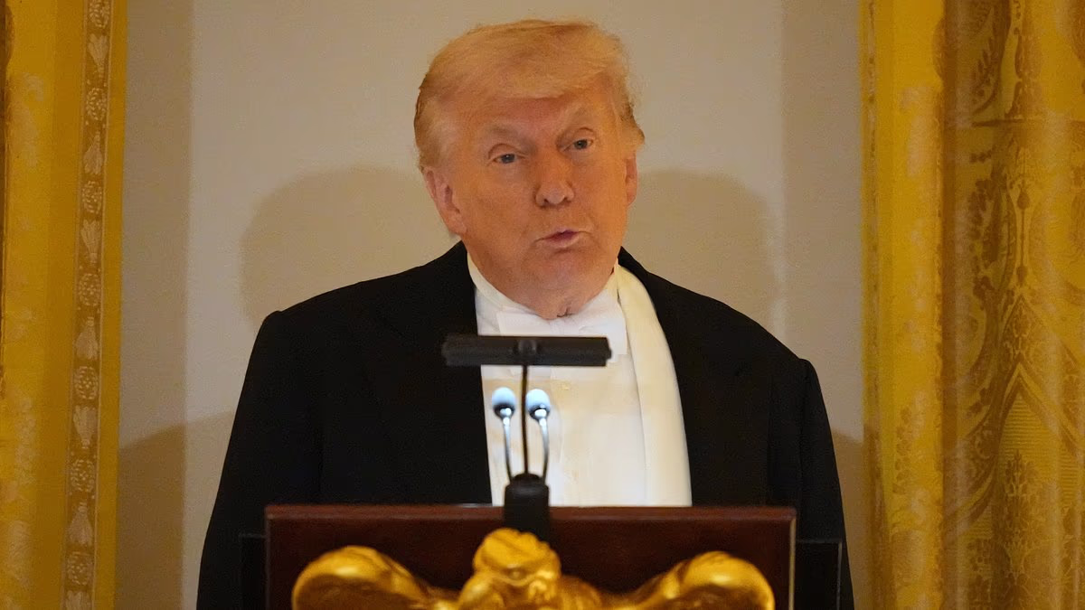 Donald Trump interrupts his speech to King Charles to praise 'unconquerable' Rory McIlroy as Masters Champion and wife Erica Stoll attend glitzy State Dinner at White House