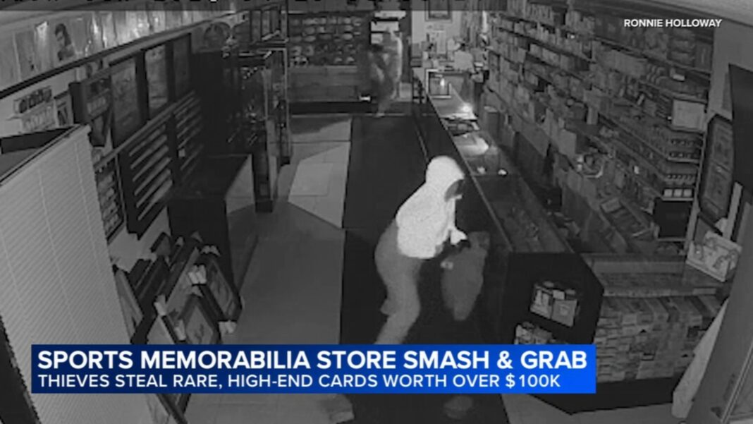 Dunning, Chicago crime: Surveillance video shows smash-and-grab thieves taking Pokemon cards from Elite Sports Cards and Comics