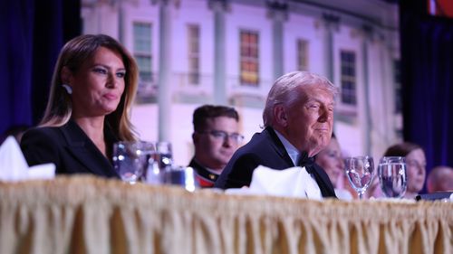 First lady Melania Trump and President Donald Trump attend the annual White House Correspondents Dinner.