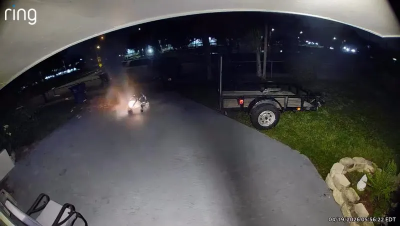 Florida homeowner caught on camera dashing from exploding wheelchair