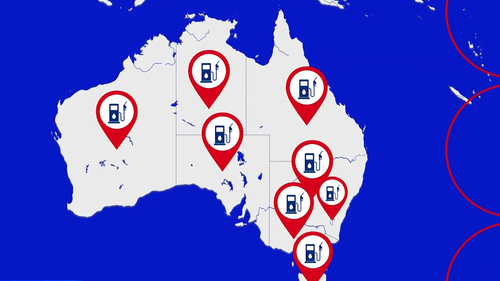 Petrol around Australia graphic