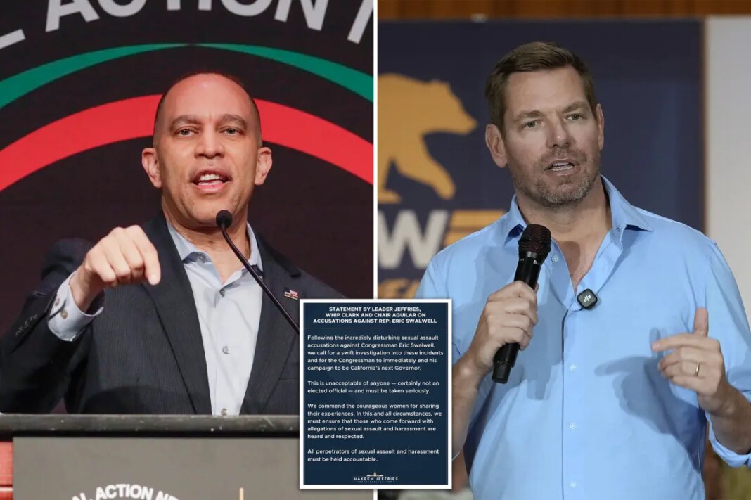 Jeffries slammed for not demanding Swalwell resign from Congress