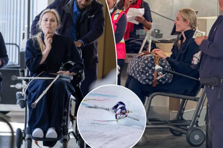 Lindsey Vonn Spotted in Wheelchair at Airport Following Olympic Skiing Accident