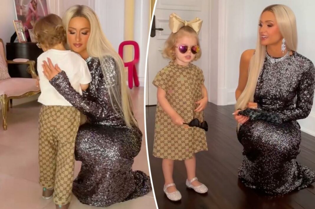 Paris Hilton decks out daughter London, 2, and son Phoenix, 3, in Gucci logos