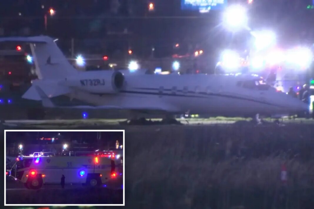 Plane skids off runway at Teterboro Airport