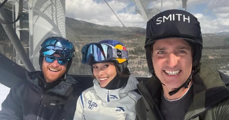 Prince Harry Captured in Ski Selfie with Eileen Gu and Justin Trudeau