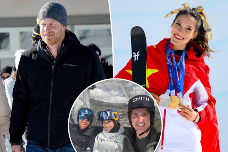 Prince Harry Captured in Ski Trip Selfie with Canadian Politician Justin Trudeau and Olympian Eileen Gu