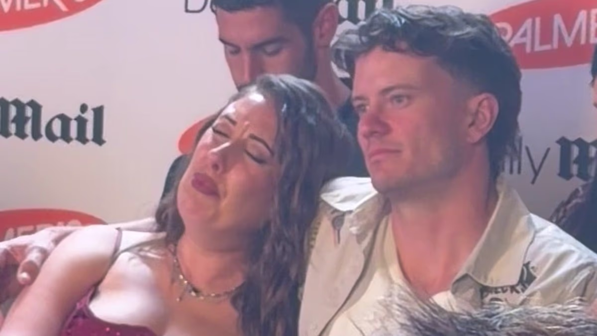 Rachel Gilmore in tears at the Daily Mail MAFS Final Dinner Party