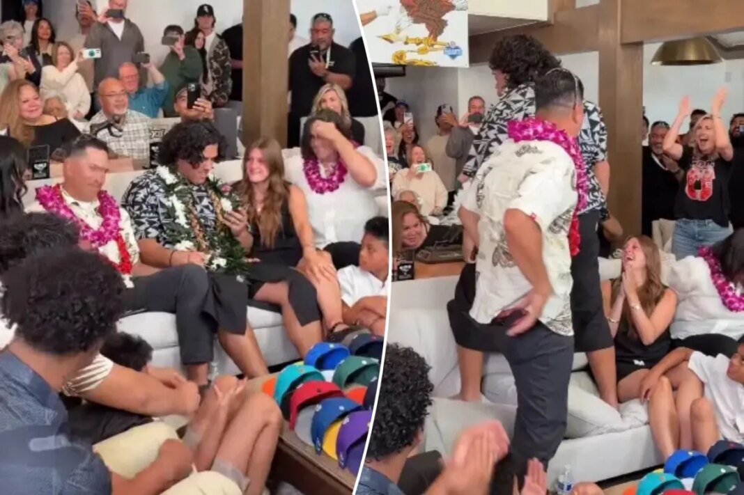 Spencer Fano's fiancée gets caught in middle of wild NFL draft celebration