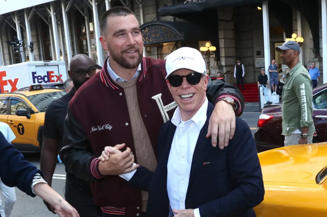 Travis Kelce and Tommy Hilfiger pal around on set and more star snaps