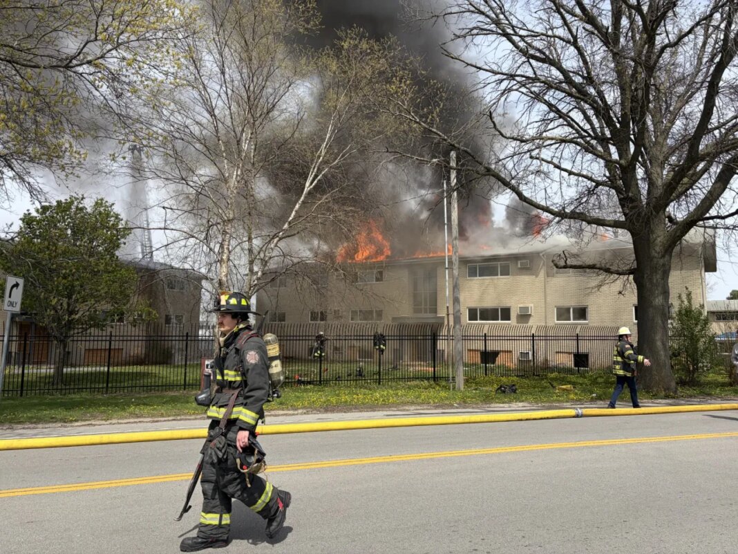 UPDATE: One crew remains on scene of fire at unoccupied Champaign Park Apartments