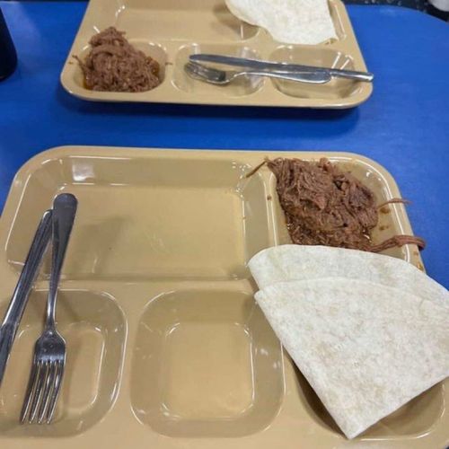 One meal consisted of ground meat and a single tortilla.