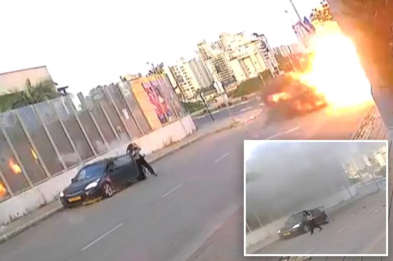 Video Captures Israeli Woman’s Miraculous Escape as Missile Detonation Knocks Her Down
