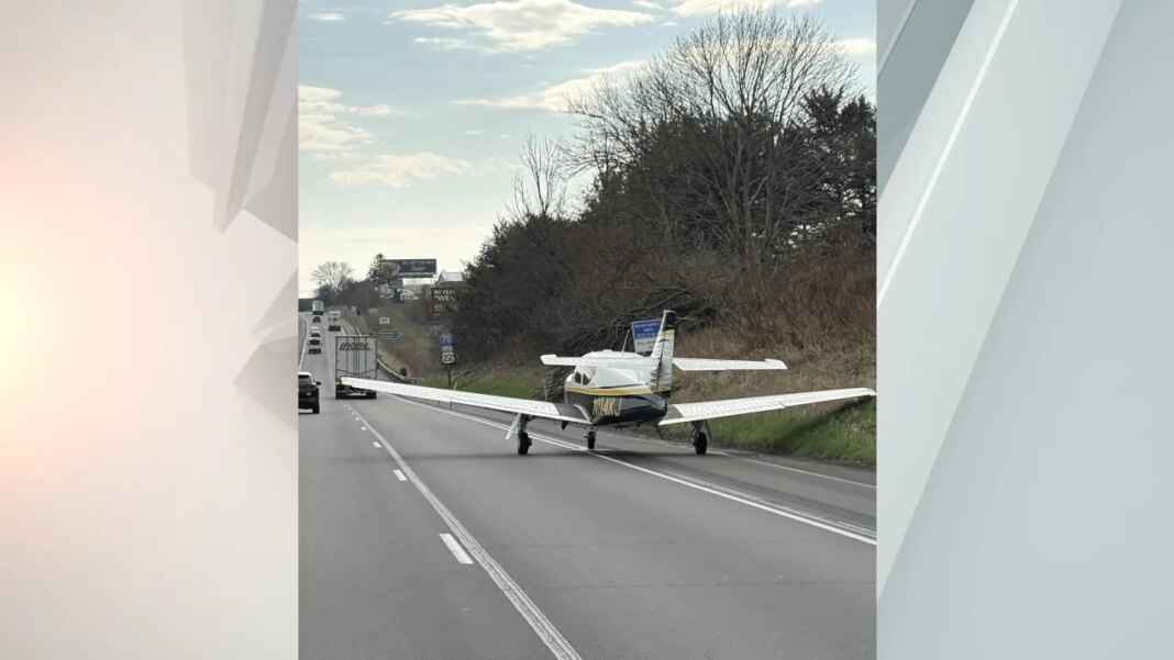 WATCH: Plane makes emergency landing on interstate