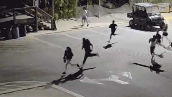 A large group running