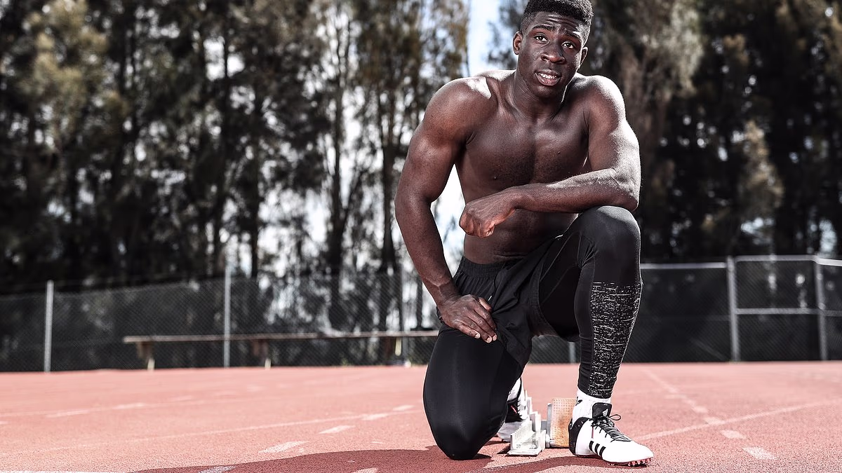 Who is the unknown sprinter that just became the fastest Aussie of all time after moving to the US to live out his footy dream?