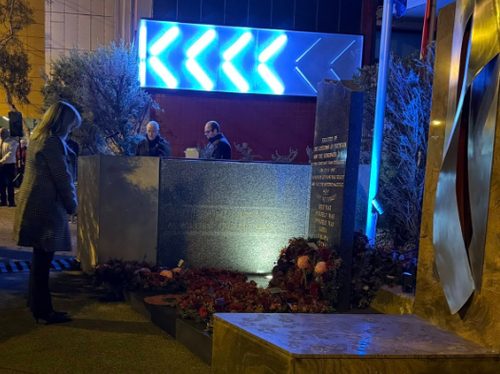 One community member pays her respects at the Reservoir RSL sub-branch this morning.